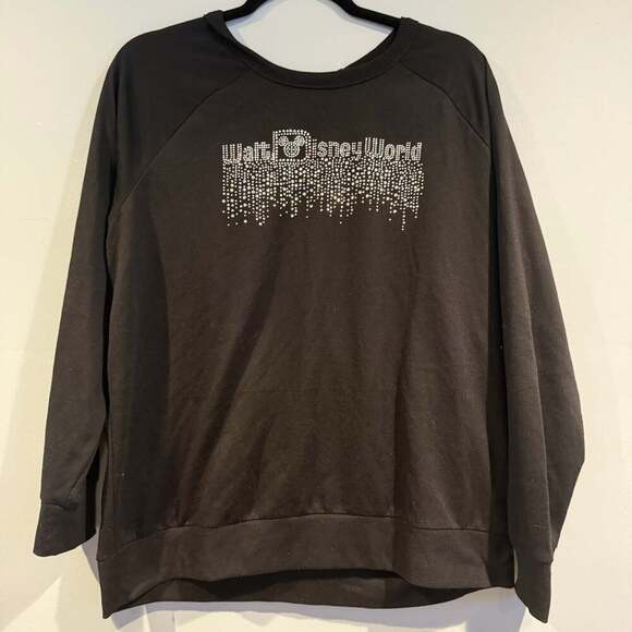 Disney Parks Walt Disney World Black Rhinestone Sweatshirt XL Authentic Original - Picture 1 of 3